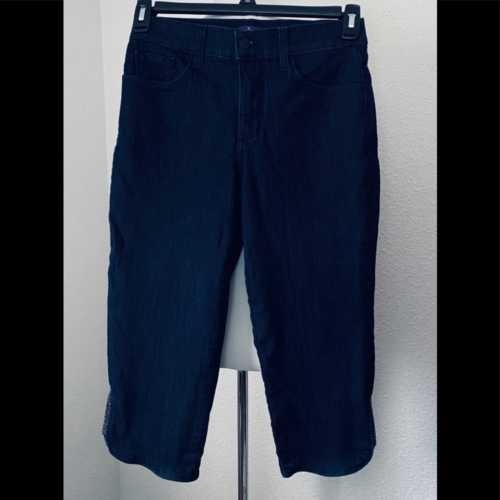 NYDJ Crop Dark Wash Embellished Size 2